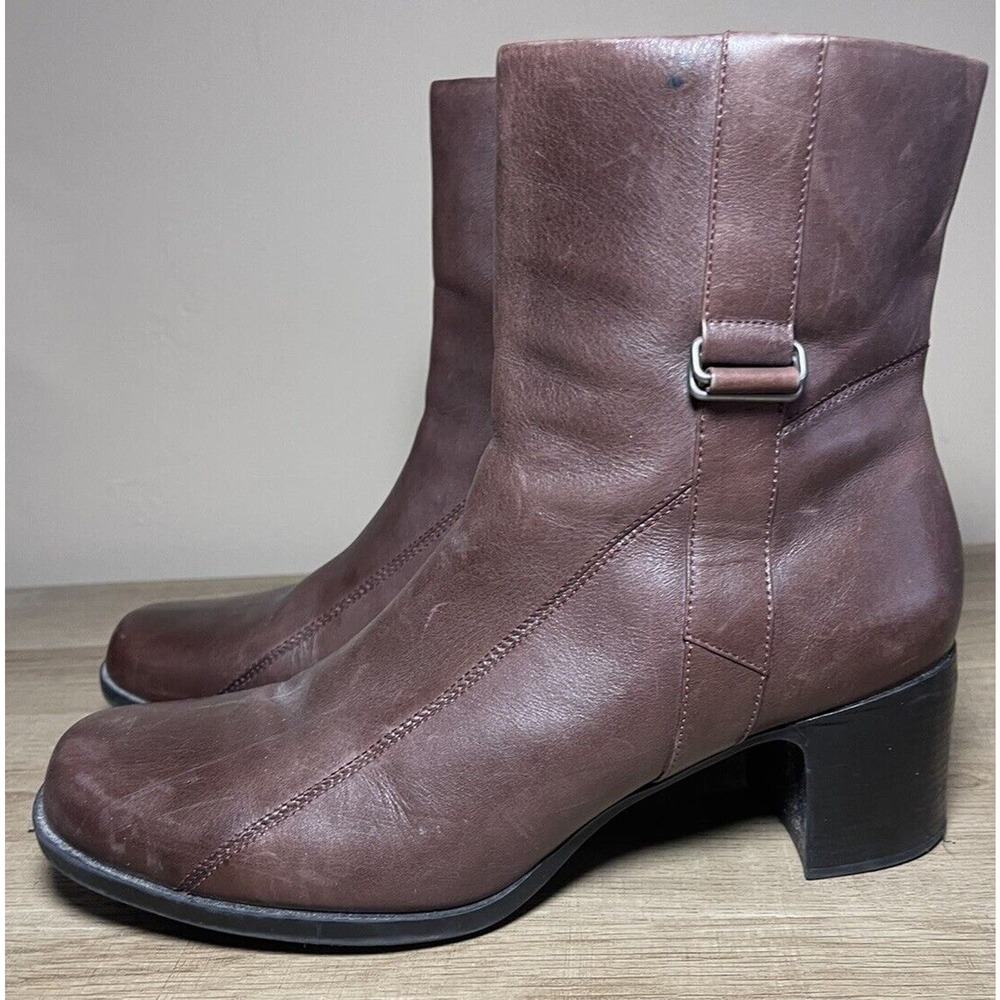 Clark’s Squared Toe Ankle Boot Dark Brown Size 8 1/2